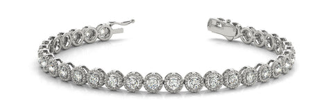 White gold Round Bezel-Set Diamond Tennis Bracelet with Rope Band