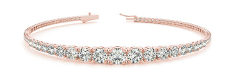 Rose gold Round Diamond Tennis Bracelet with Four-Prong Setting on a White Gold Band