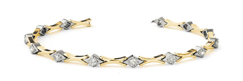 Yellow gold Round Diamond X-Link Tennis Bracelet with Bezel Setting