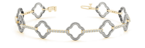 Yellow gold Diamond Round Cut Rope Band Bracelet with Pave Prong Setting