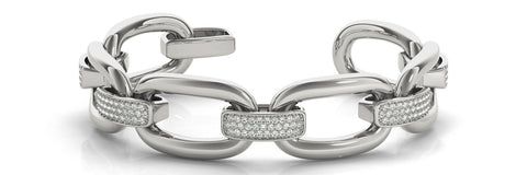 White gold Pavé Round Diamond Link Bracelet with Channel Setting
