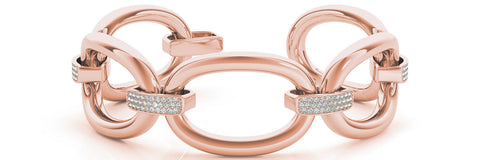 Rose gold Pavé Round Stone Link Bracelet with Channel Setting