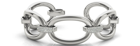 White gold Pavé Round Stone Link Bracelet with Channel Setting