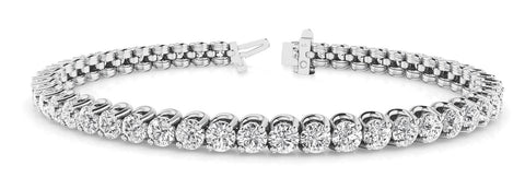 White gold Round Diamond Tennis Bracelet with Prong Setting and Box Clasp