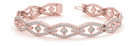 Rose gold Pavé Diamond Marquise Link Bracelet with Bezel Setting