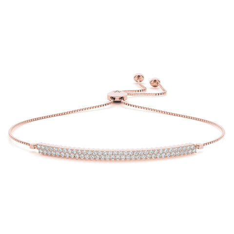 Rose gold Pavé Round Diamond Box Chain Slider Bracelet