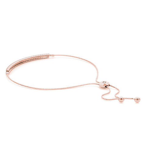 Rose gold Pavé Round Diamond Box Chain Slider Bracelet