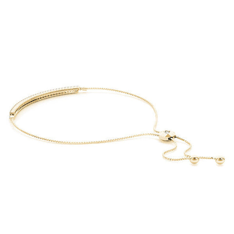 Yellow gold Pavé Round Diamond Box Chain Slider Bracelet