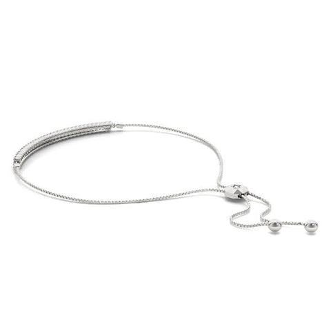 White gold Pavé Round Diamond Box Chain Slider Bracelet