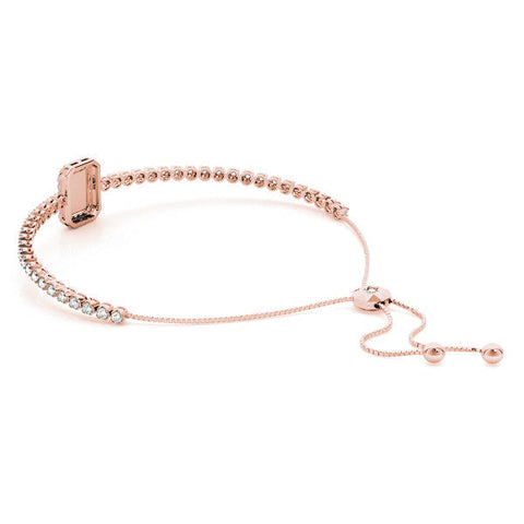 Rose gold Pavé Diamond Square Halo Adjustable Tennis Bracelet