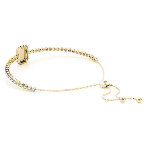 Yellow gold Pavé Diamond Square Halo Adjustable Tennis Bracelet