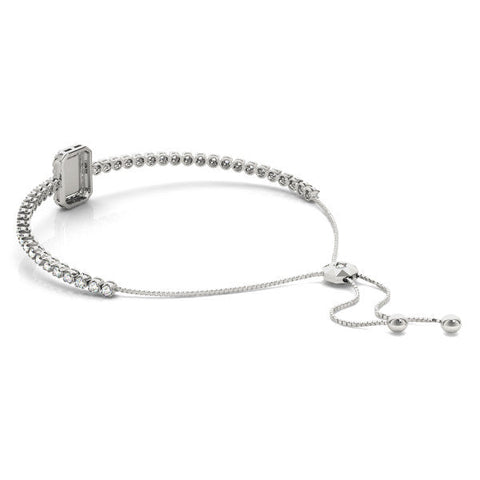 White gold Pavé Diamond Square Halo Adjustable Tennis Bracelet