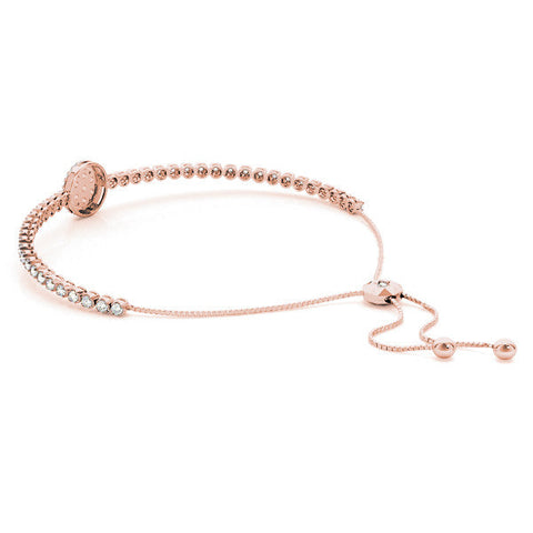 Rose gold Round Diamond Halo Tennis Bracelet with Box Chain and Pavé Setting