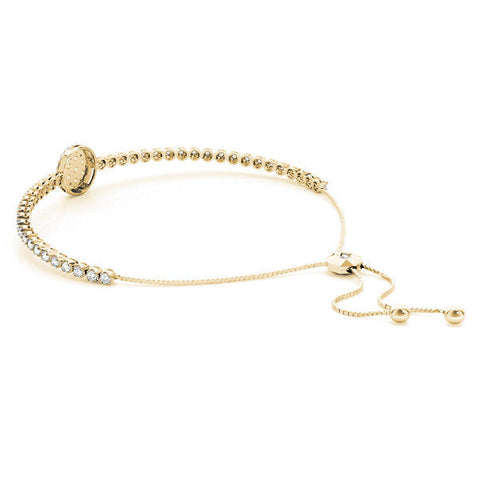 Yellow gold Round Diamond Halo Tennis Bracelet with Box Chain and Pavé Setting