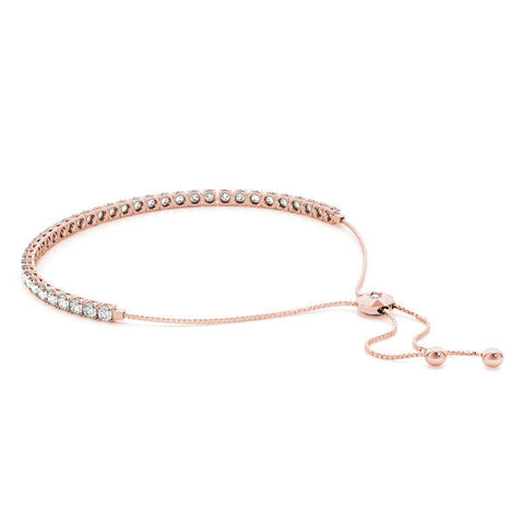Rose gold Round Cut Diamond Tennis Bracelet with Box Chain and Four-Prong Setting