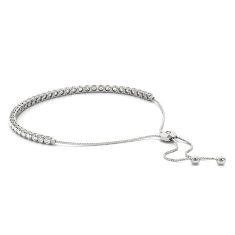 White gold Round Cut Diamond Tennis Bracelet with Box Chain and Four-Prong Setting