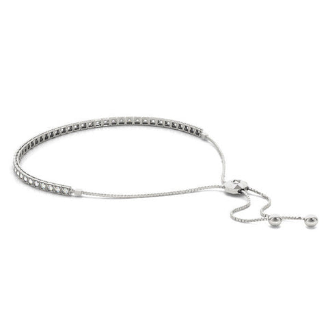 White gold Box-Set Round Diamond Adjustable Tennis Bracelet