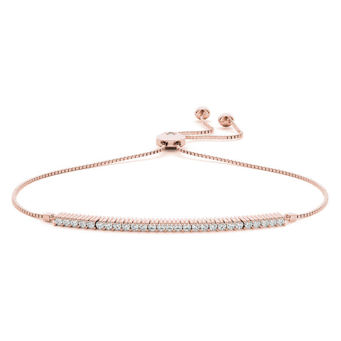 Rose gold Round Diamond Tennis Bracelet with Box Chain and Bar Prong Setting