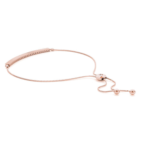 Rose gold Round Diamond Tennis Bracelet with Box Chain and Bar Prong Setting