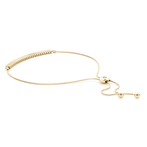 Yellow gold Round Diamond Tennis Bracelet with Box Chain and Bar Prong Setting