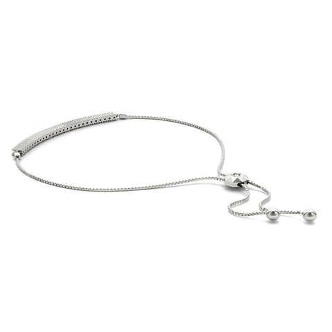 White gold Round Diamond Tennis Bracelet with Box Chain and Bar Prong Setting