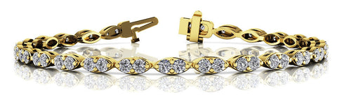 White gold Marquise Diamond Tennis Bracelet with Bezel Setting and Four-Prong Clasp