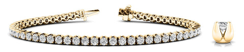 Yellow gold Round Cut Diamond Tennis Bracelet with Claw Prong Setting