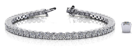 White gold Round Cut Diamond Tennis Bracelet with Channel Set Band and Four-Prong Setting