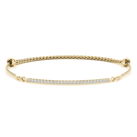 Yellow gold Pavé Round Diamond Chain Bracelet with Bezel Setting