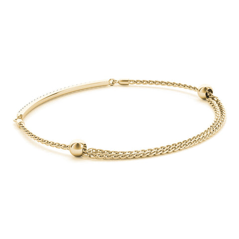 Yellow gold Pavé Round Diamond Chain Bracelet with Bezel Setting