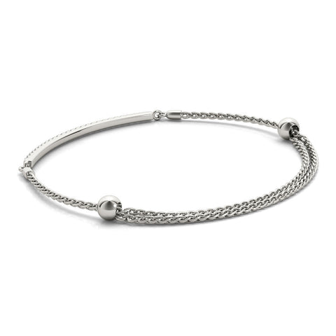 White gold Pavé Round Diamond Chain Bracelet with Bezel Setting