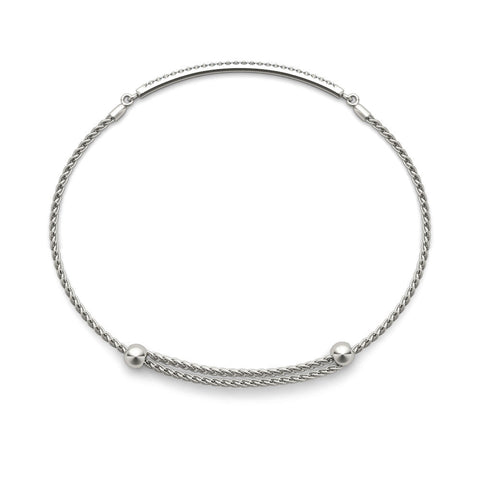 White gold Pavé Round Diamond Chain Bracelet with Bezel Setting