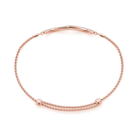 Rose gold Pavé Round Diamond Infinity Chain Bracelet with Bezel Setting