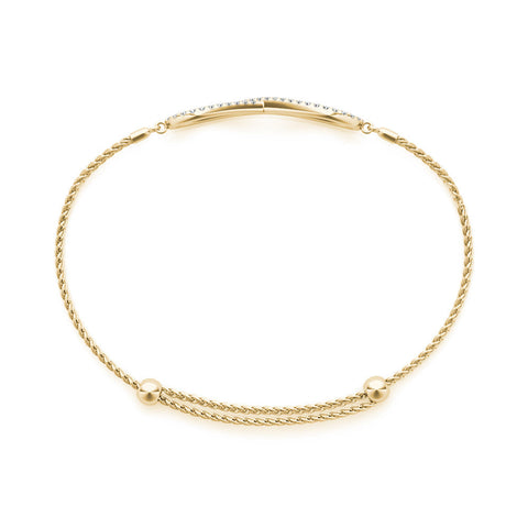 Yellow gold Pavé Round Diamond Infinity Chain Bracelet with Bezel Setting
