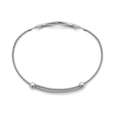 White gold Pavé Round Diamond Infinity Chain Bracelet with Bezel Setting