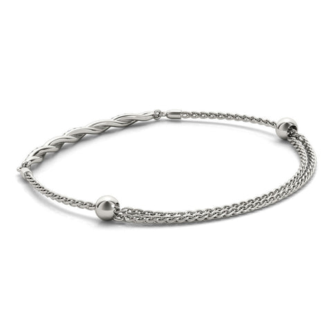 White gold Twisted Diamond Round-Cut Cable Chain Bracelet with Bezel Setting
