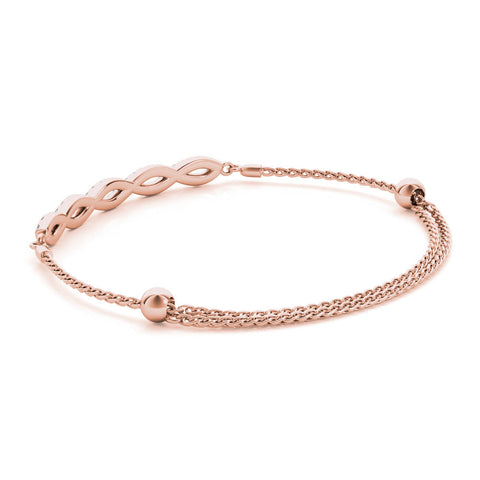 Rose gold Pavé Marquise Infinity Chain Bracelet with Bezel Prong Setting