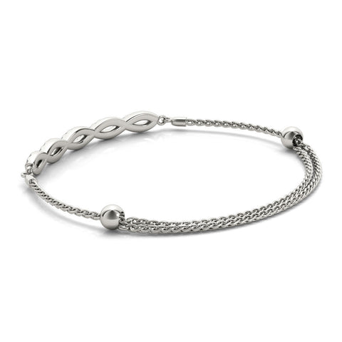 White gold Pavé Marquise Infinity Chain Bracelet with Bezel Prong Setting