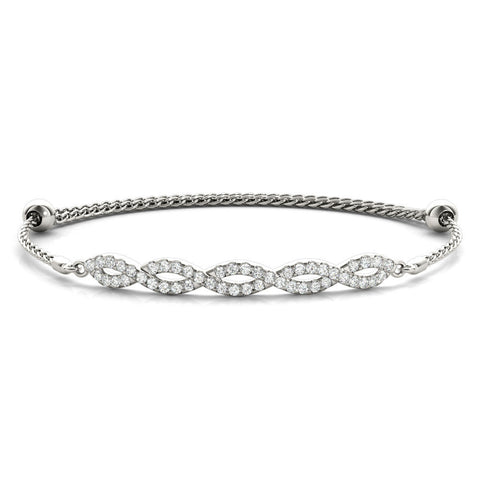 White gold Pavé Marquise Infinity Chain Bracelet with Bezel Prong Setting