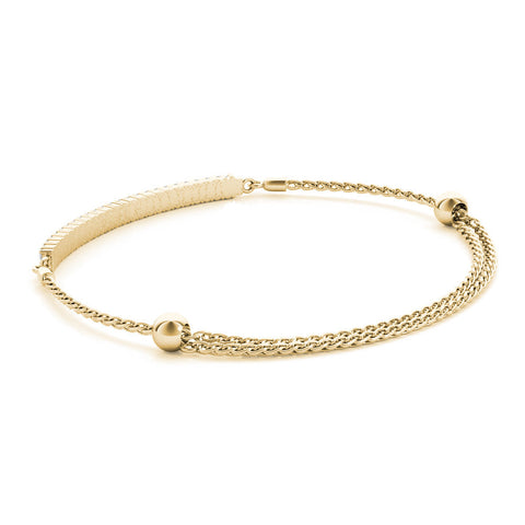 Yellow gold Pavé Round Diamond Adjustable Chain Bracelet