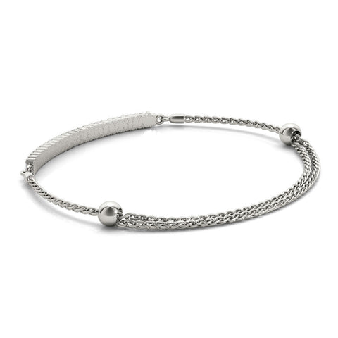 White gold Pavé Round Diamond Adjustable Chain Bracelet