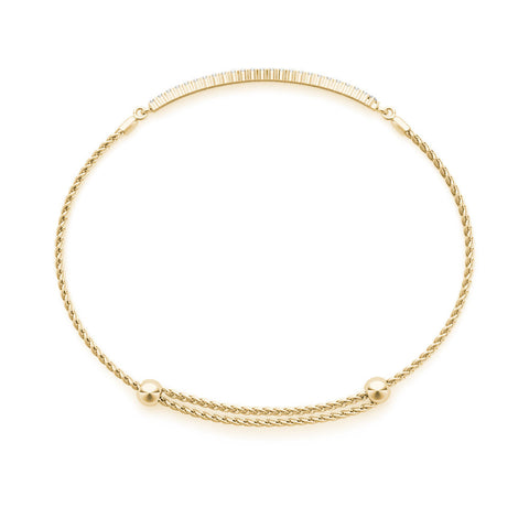 Yellow gold Pavé Round Diamond Adjustable Chain Bracelet