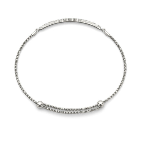 White gold Pavé Round Diamond Adjustable Chain Bracelet