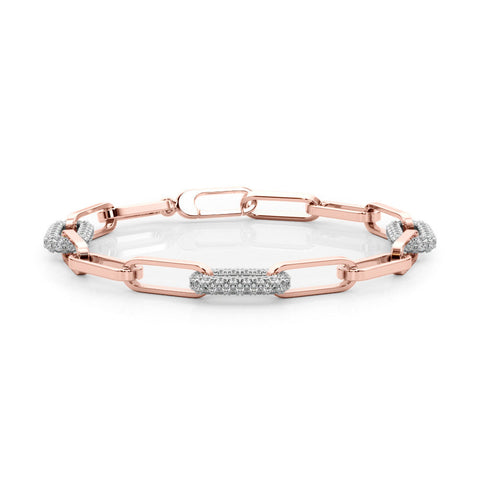 Rose gold Pavé Round Diamond Link Bracelet with Four-Prong Setting