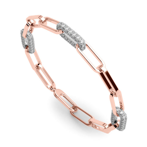 Rose gold Pavé Round Diamond Link Bracelet with Four-Prong Setting