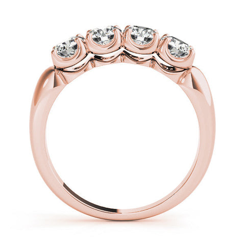 Rose gold Four-Stone Round Cut Diamond Prong-Set White Gold Band