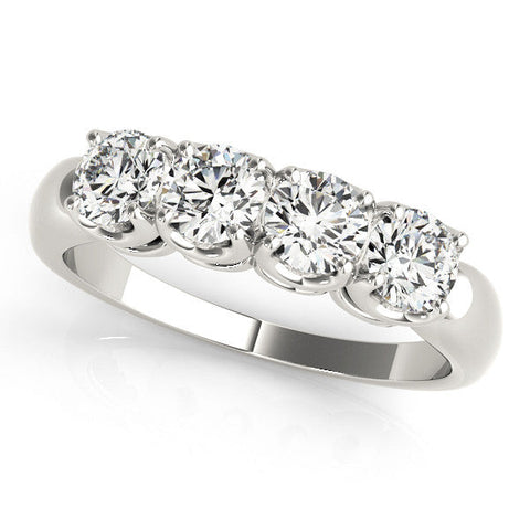White gold Four-Stone Round Cut Diamond Prong-Set White Gold Band