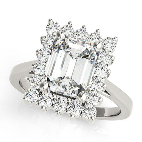 Platinum Pear Cut Diamond Halo Ring with Round Brilliant Halo and Solitaire Band