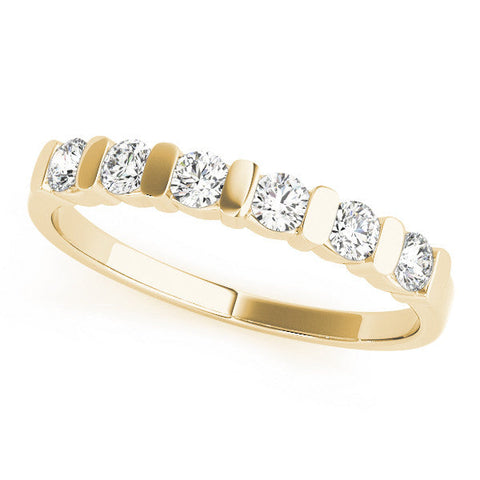 Yellow gold Channel Set Round Diamond Half Eternity Band