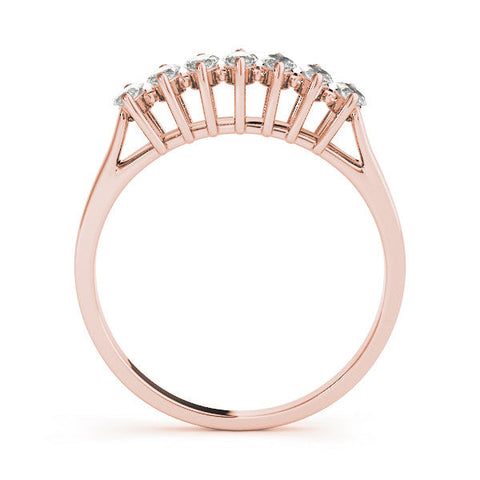 Rose gold Marquise Diamond Prong Set White Gold Curved Band